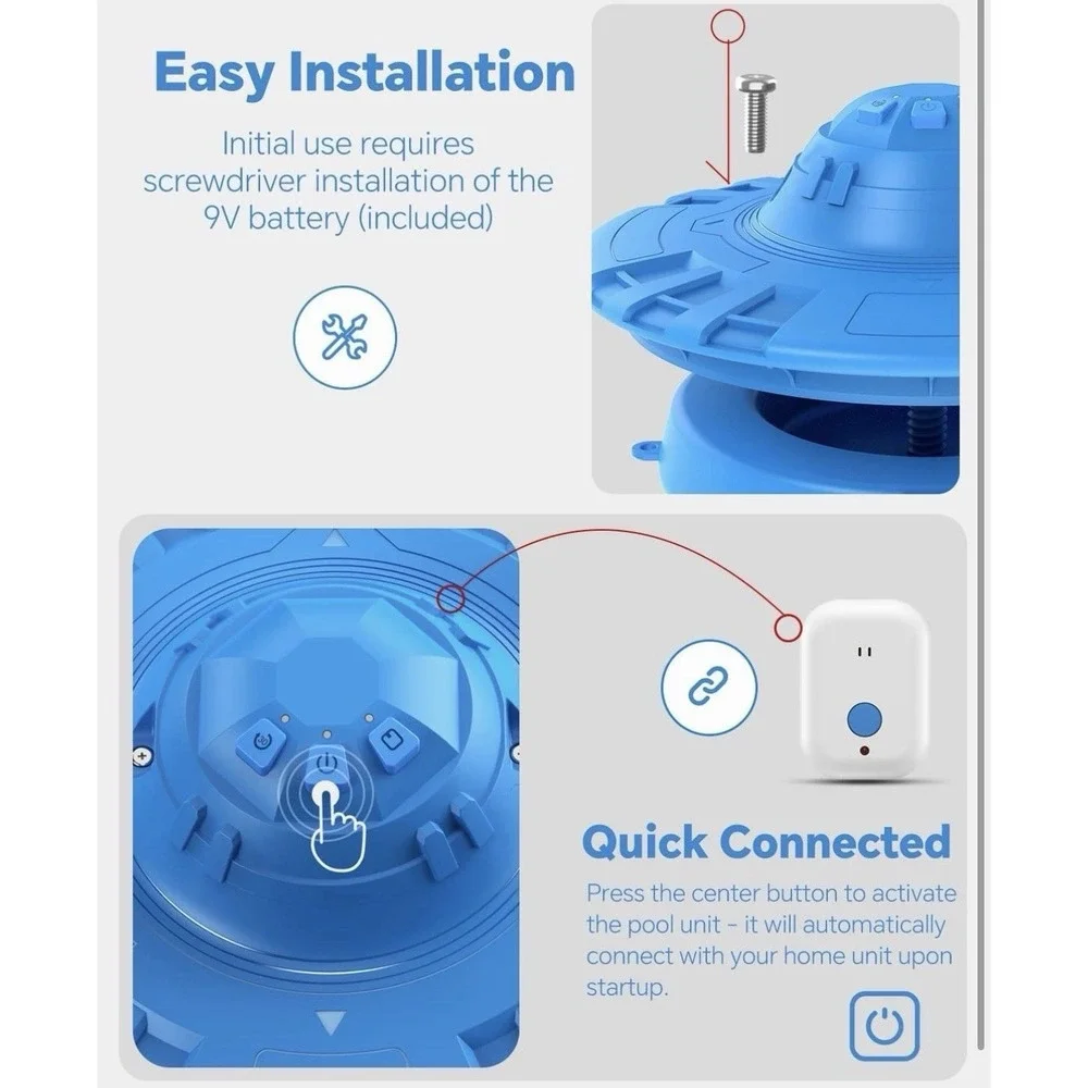 Pool Alarm for Inground & Above Ground Pools Adjustable Sensitivity 110dB Siren